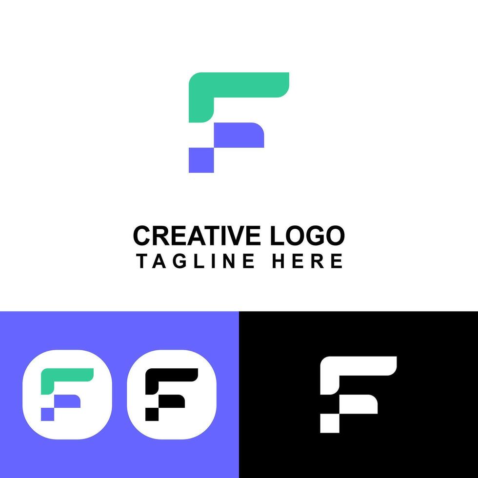 Simple F logo template for your product. vector
