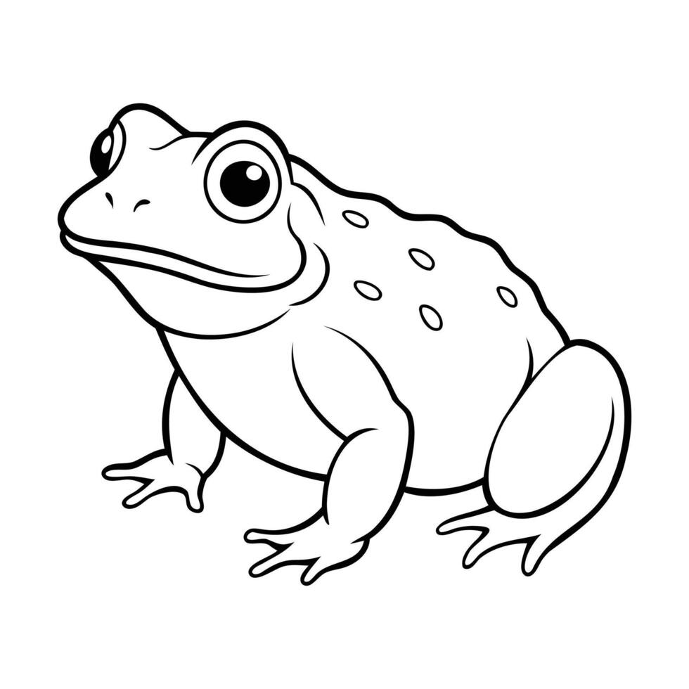 Black and white illustration of a toad, featuring bold outlines and simple details vector