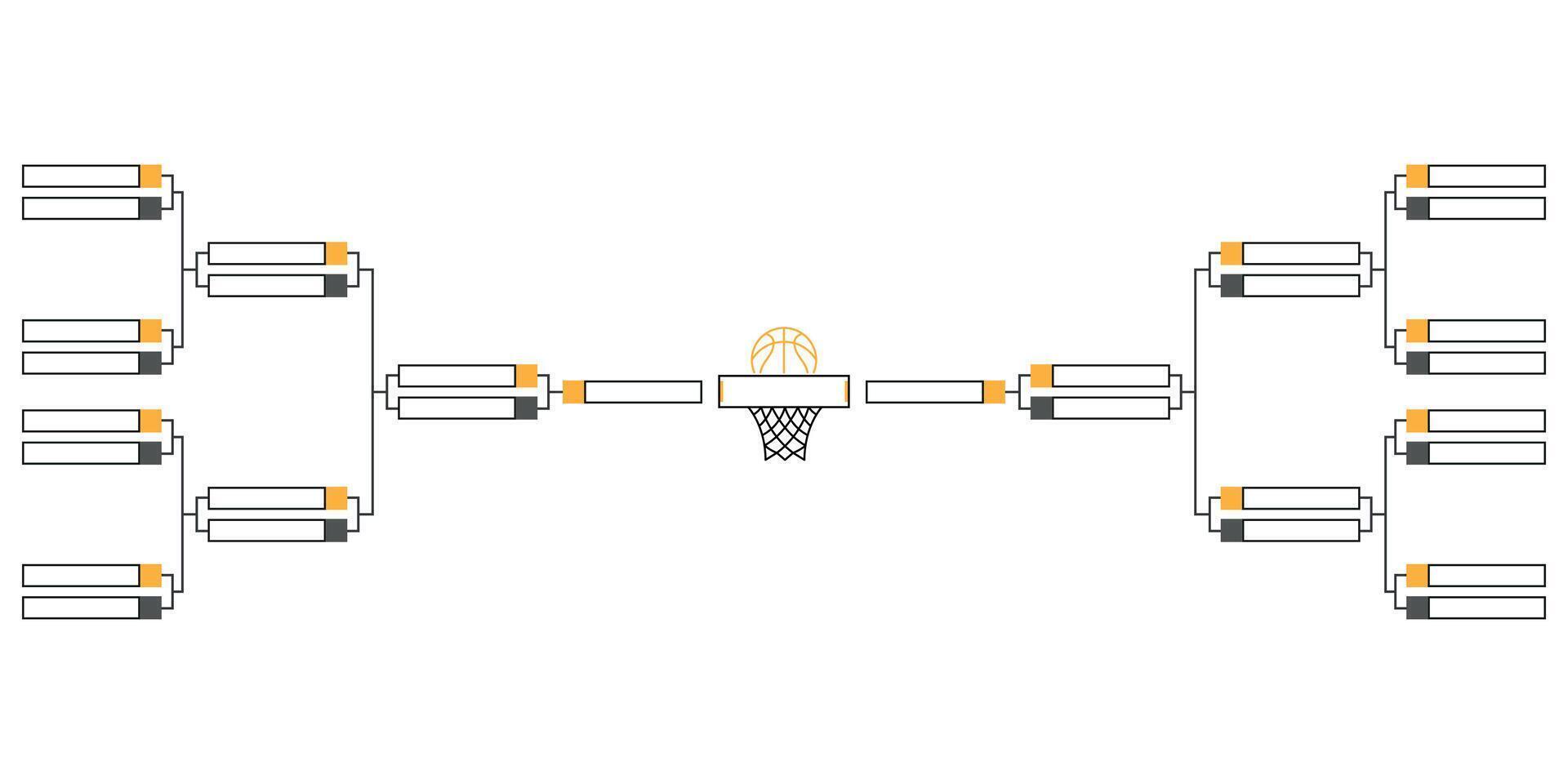 16 Team Basketball Tournament Bracket Design vector