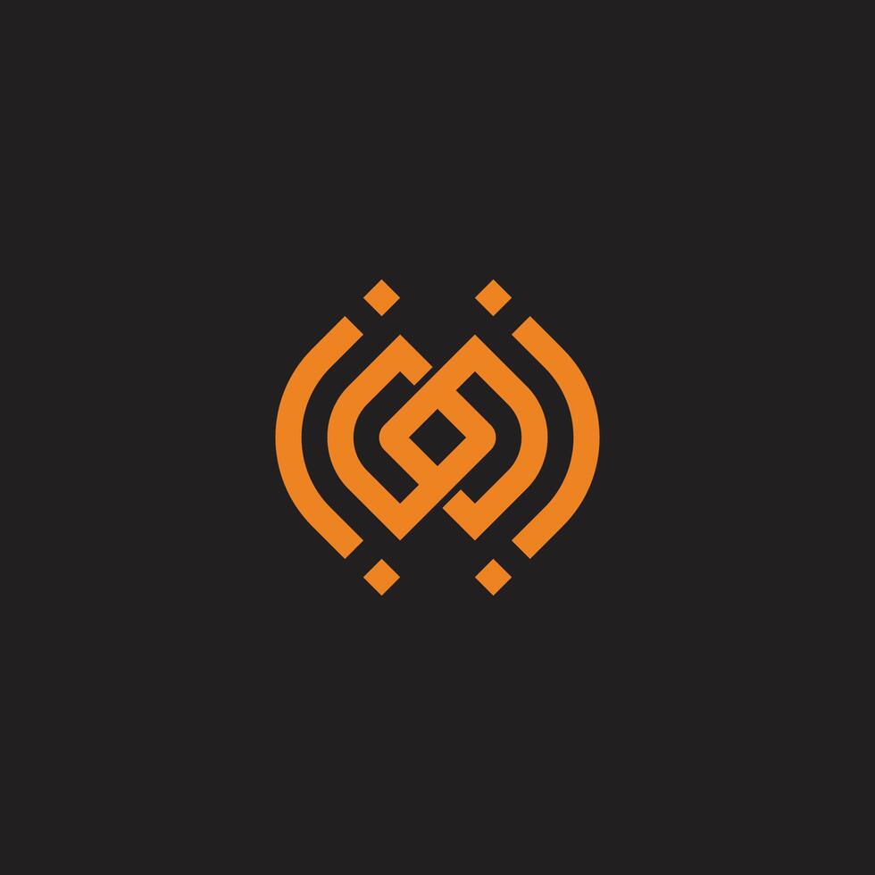 letter ih hi linked gold line logo vector
