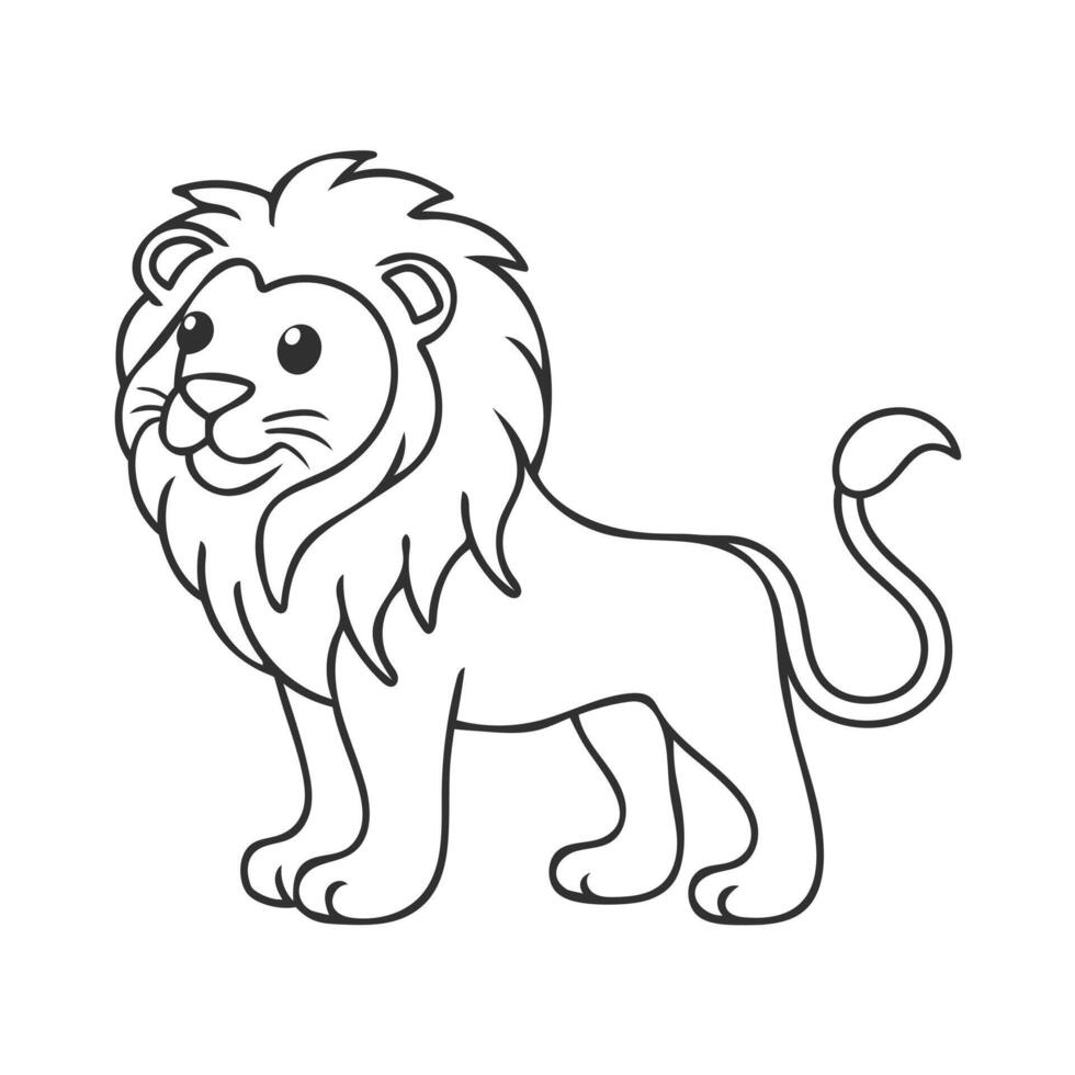 Adorable Lion Line Art for Kids Coloring Page vector
