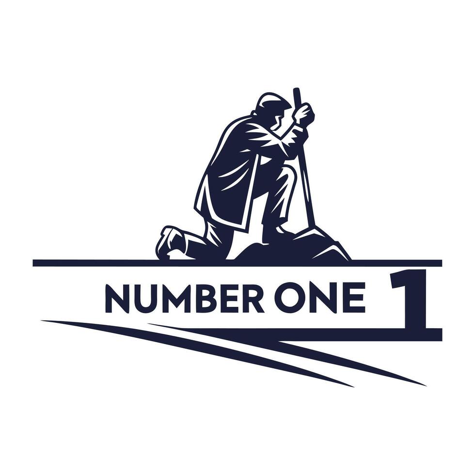Modern Number One Logo Template with Minimalist Design vector