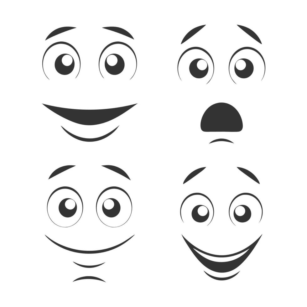 Silhouette Cartoon Faces Collection in Style vector