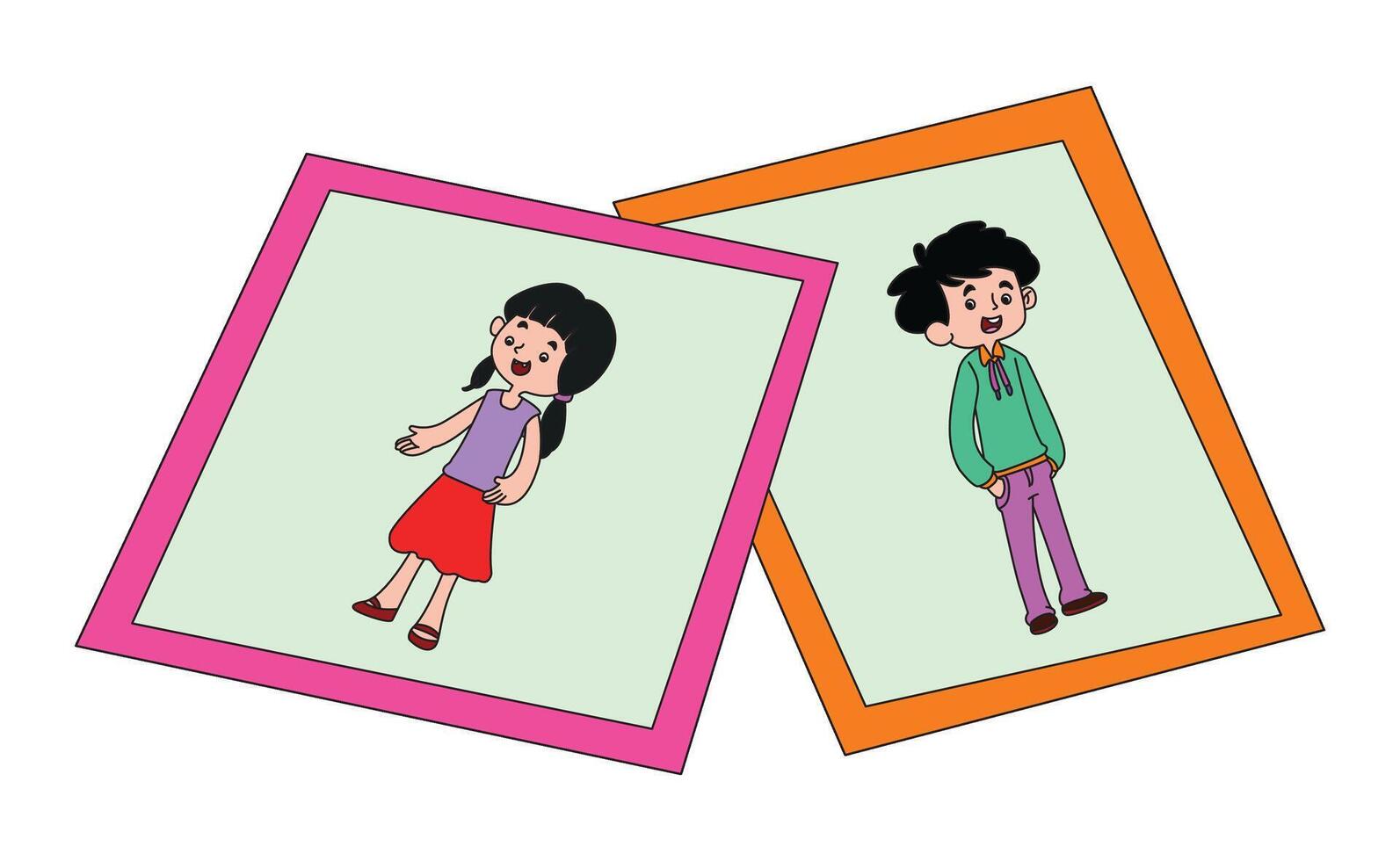 Children in the photo frames vector