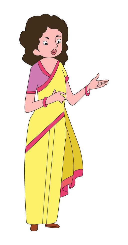 A woman wearing a cultural saare vector