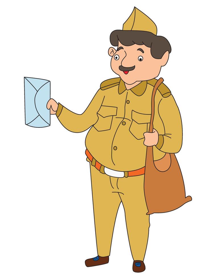 Cute postman delivering letters vector