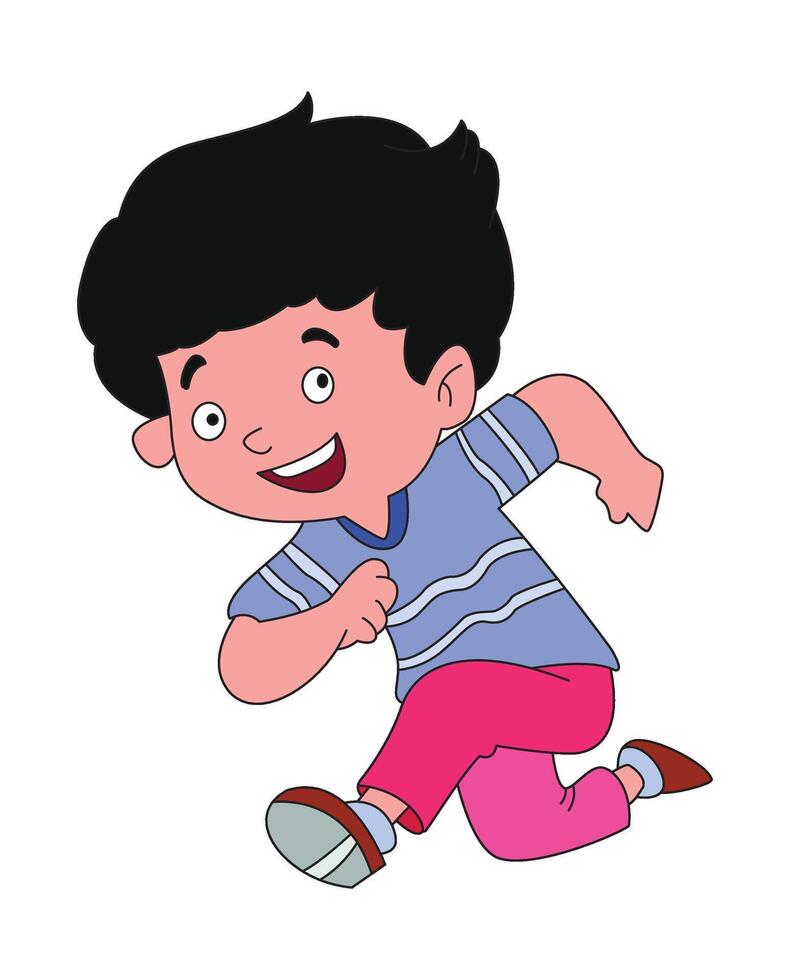 Cute boy running cartoon vecto vector