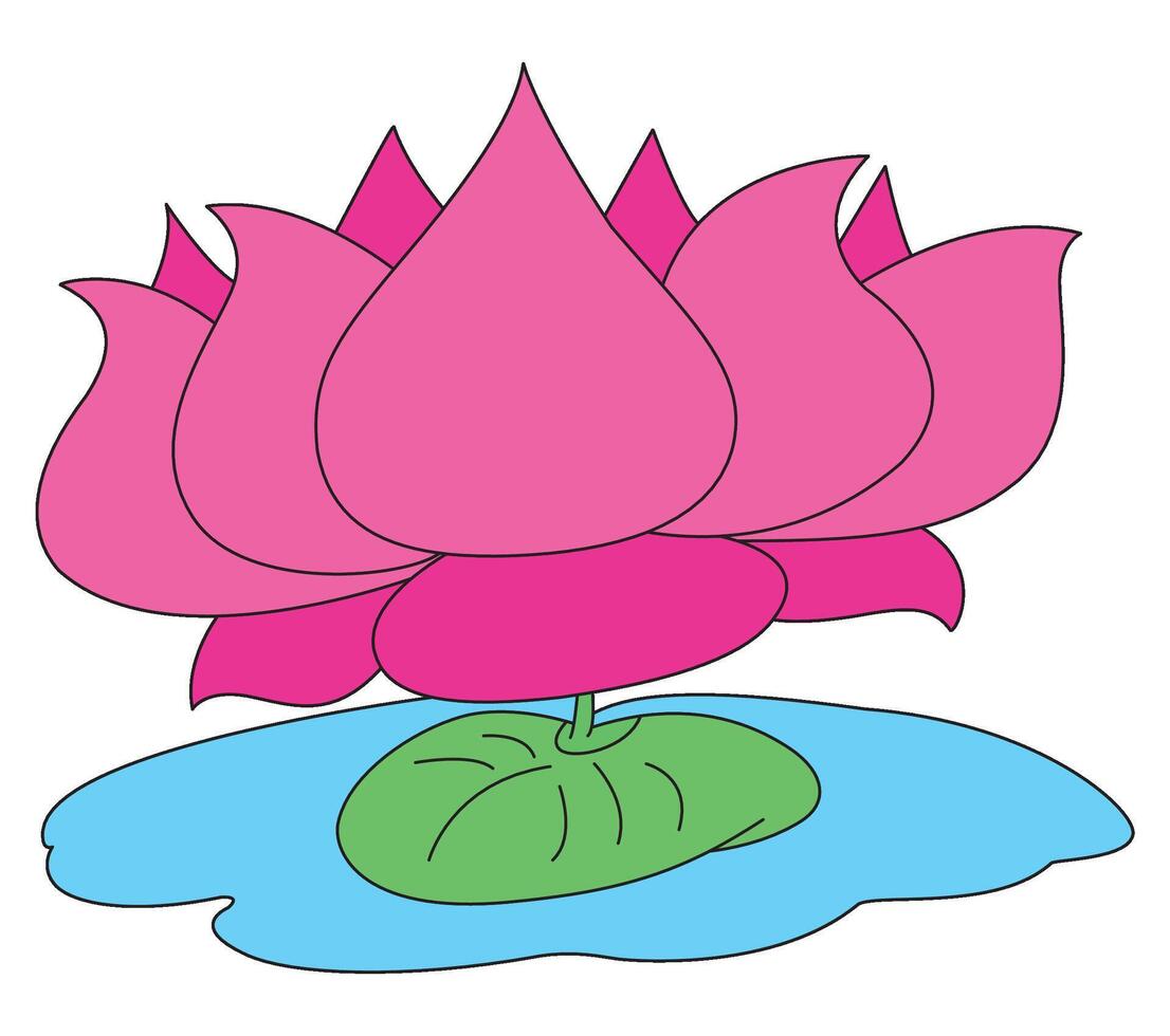 A lotus flower with lotus leaves vector