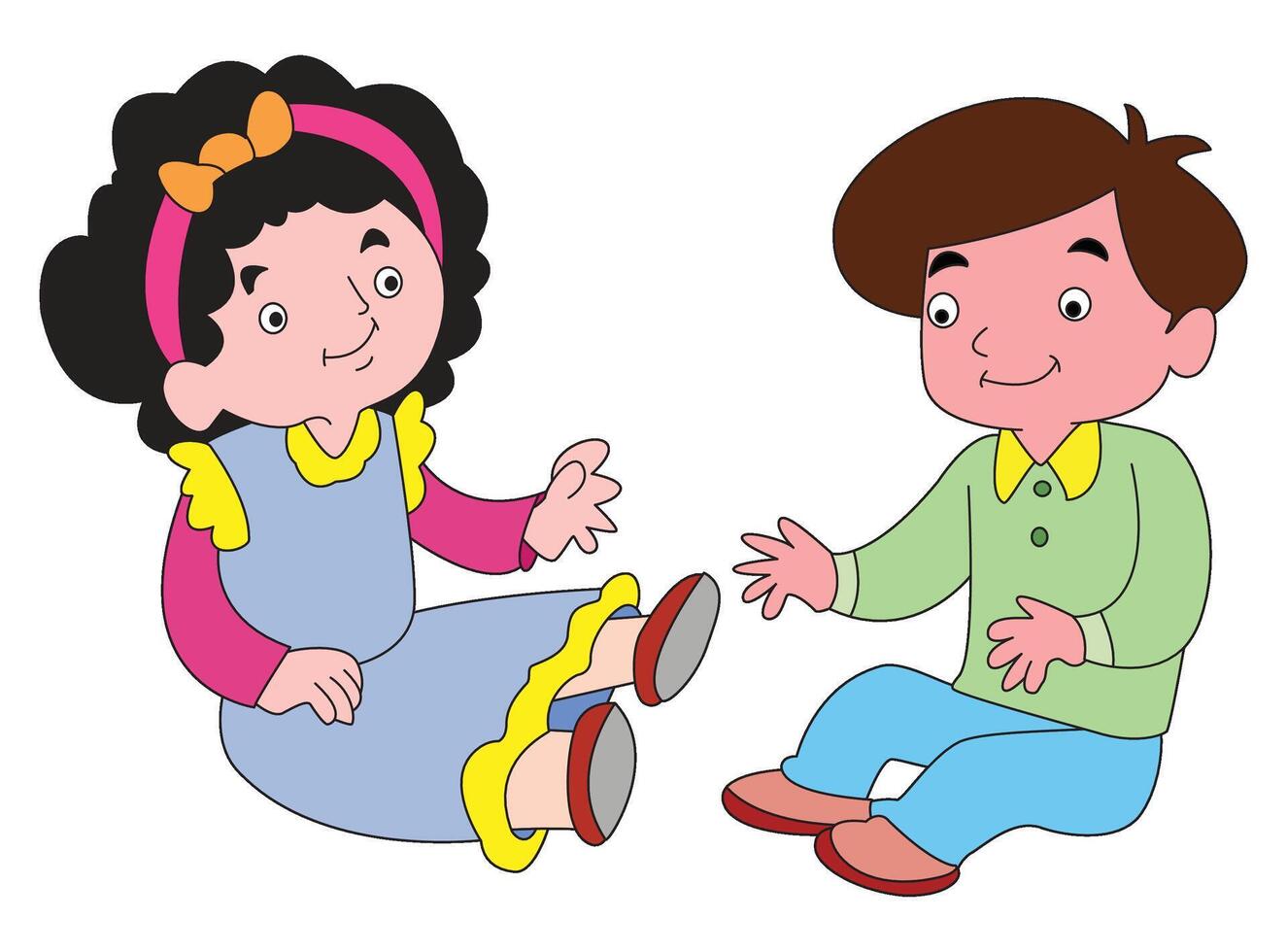 happy cute little kid play with girls vector