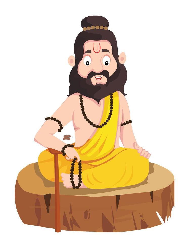 A sage sitting and worshipping vector