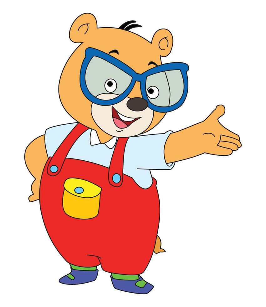 A sticker template of bear cartoon character vector