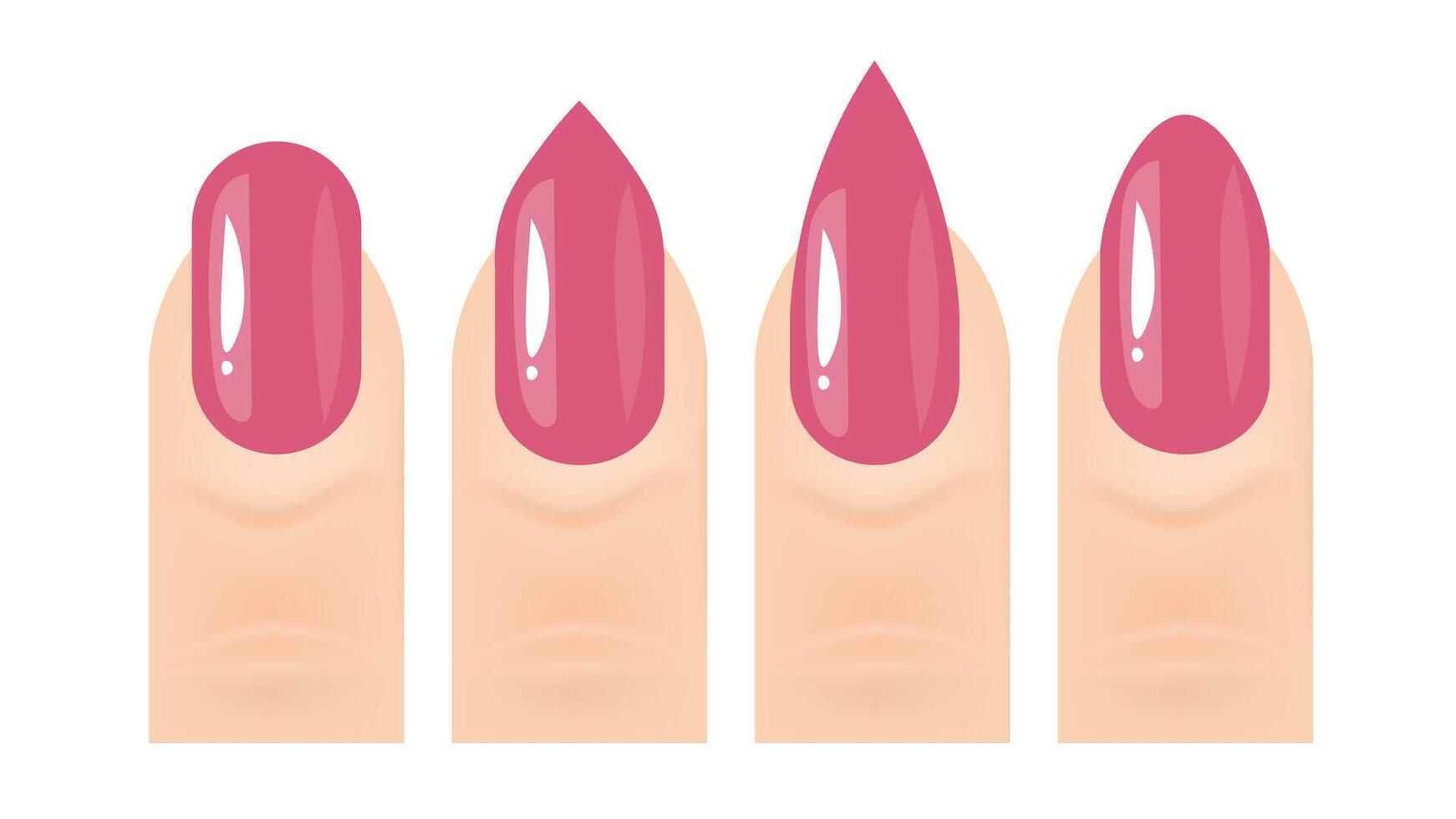 illustration woman finger with pink or peach nail art vector