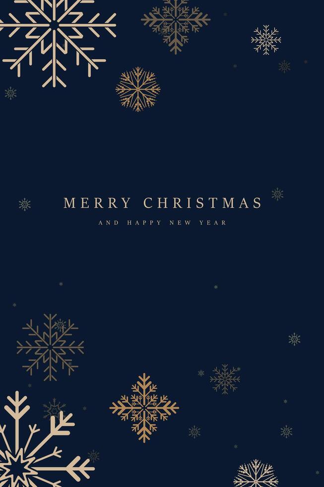 Luxury snow flakes post card frame on blue background. A premium Merry christmas concepts for banner, card, backdrop luxury design vector
