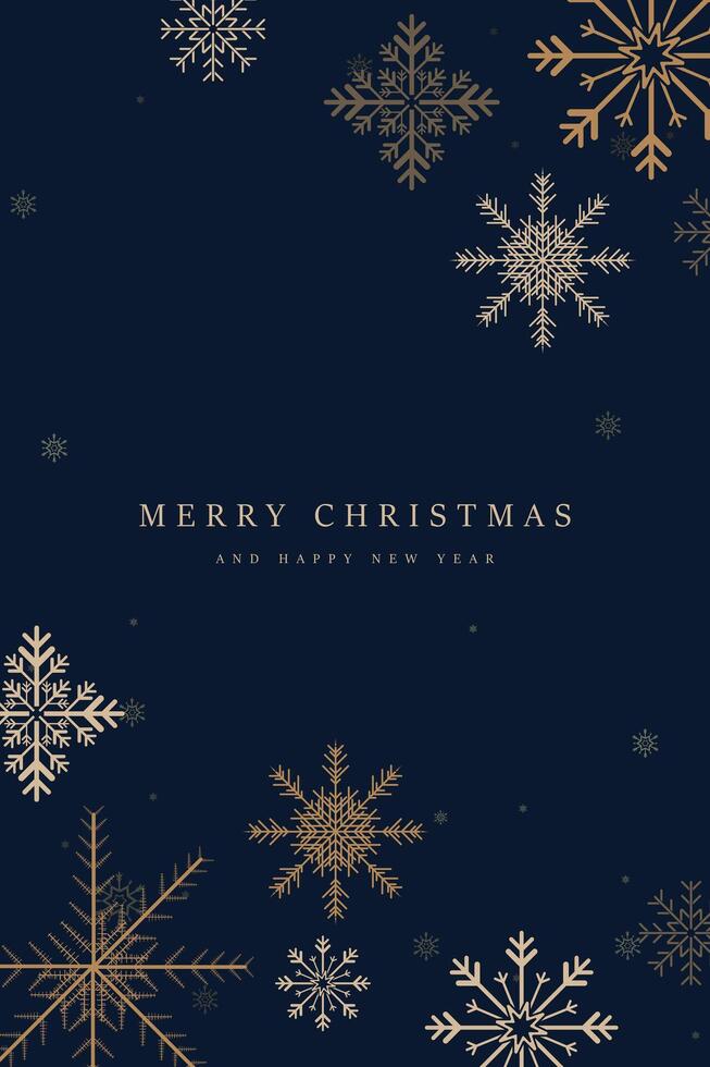 Luxury golden greeting card with Merry Christmas and Happy New Year. A premium Merry christmas concepts for banner on dark blue background. illustration. vector