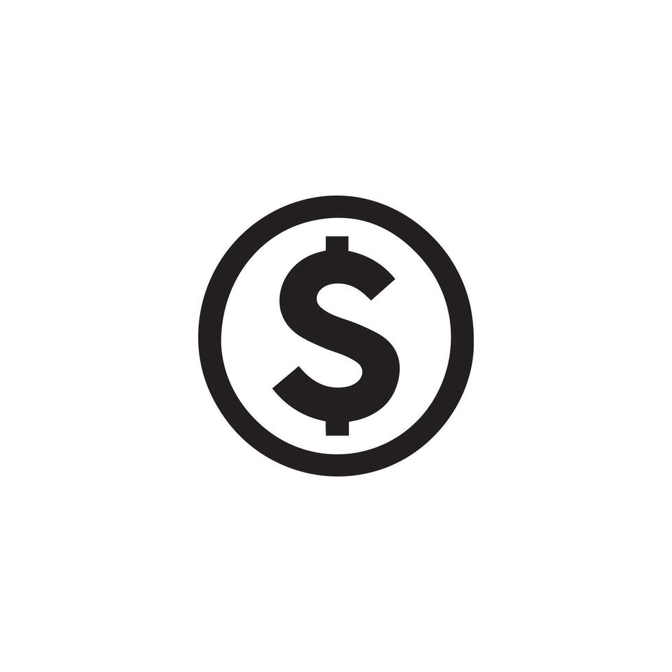 Dollar sign in a circle . Black dollar icon on white background. illustration vector