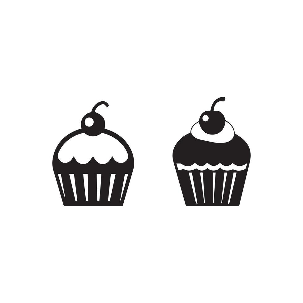 Cupcake icon . Black Cupcake icon on white background. illustration vector