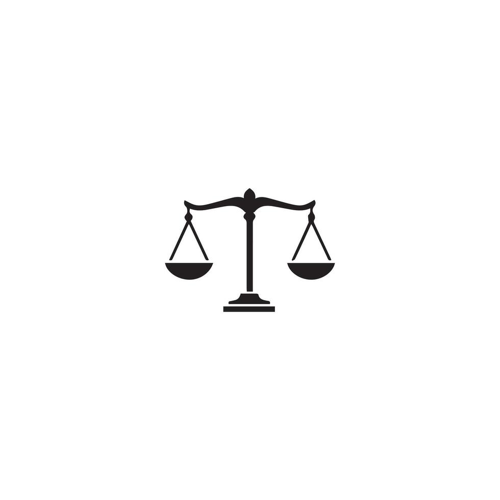 Scale of justice flat icon. Black scale of justice icon on white background. illustration vector