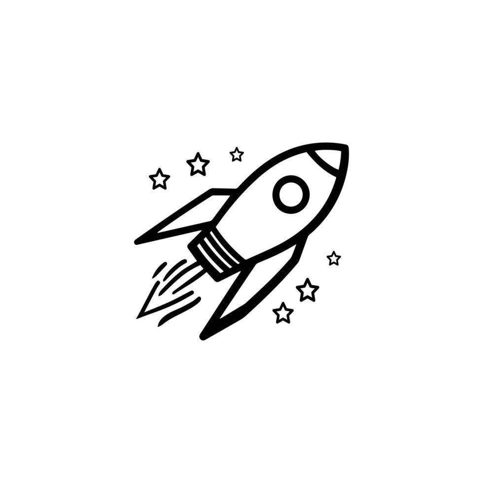 Rocket icon . Black Rocket icon on white background. illustration vector