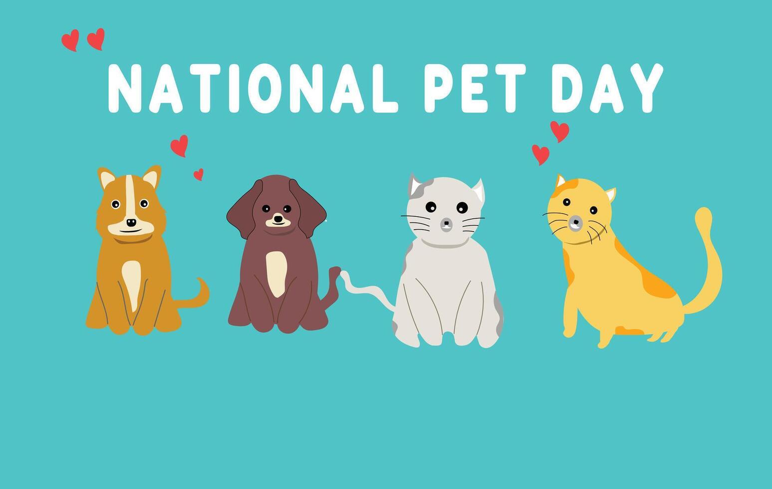 National Pet Day, dog and cat animal banners lined up for design purposes for the National Pet Day celebration vector
