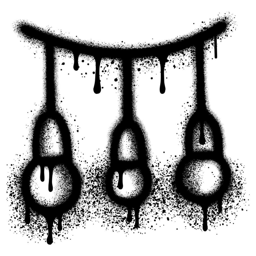 three lamp icons in black painted graffiti style vector