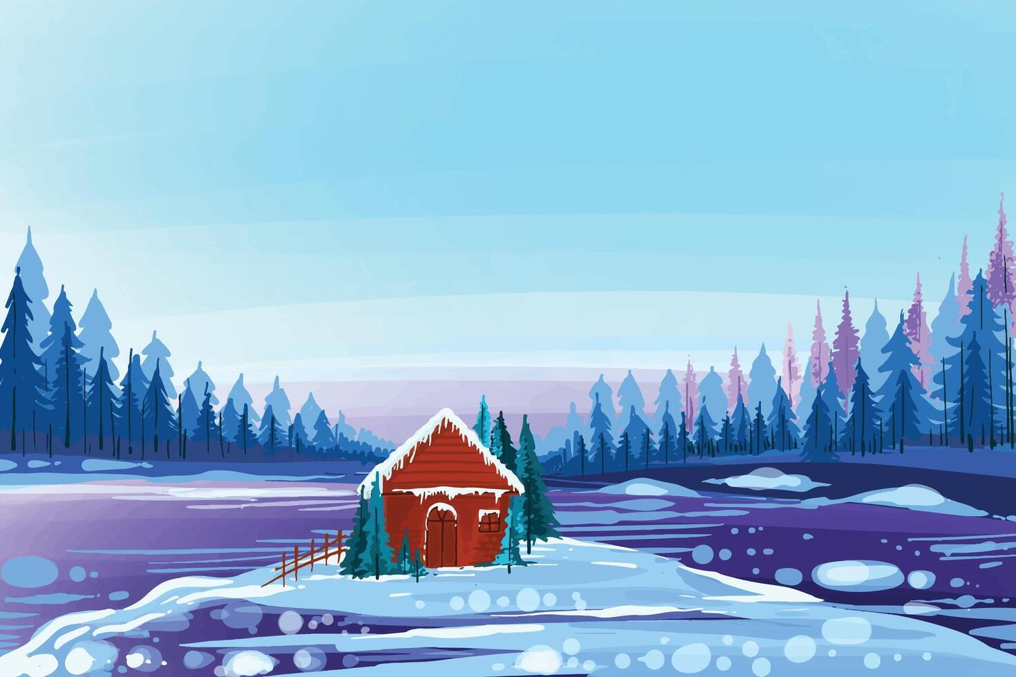 Landscape for winter and new year holidays christmas card background vector