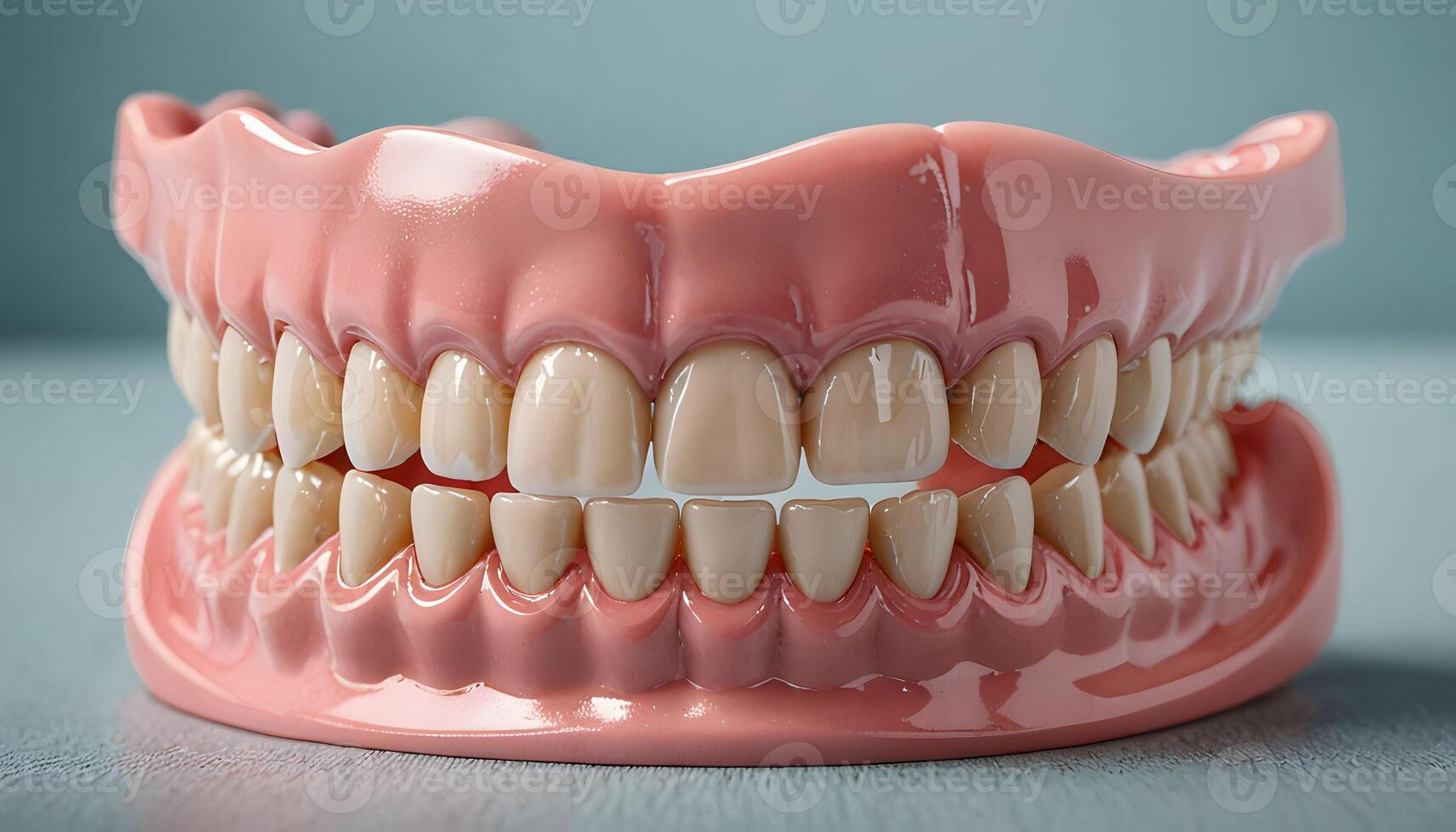 Full Denture Model A Detailed Close-up of Artificial Teeth photo