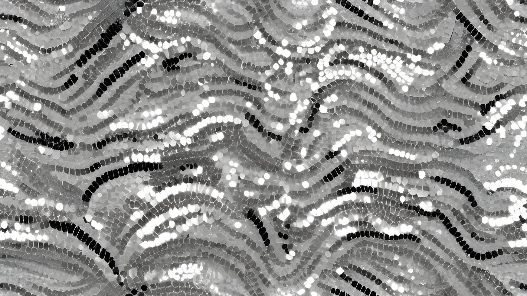 Elegant silver sequins arranged in an abstract pattern, creating a sparkling backdrop for fashion or celebratio photo