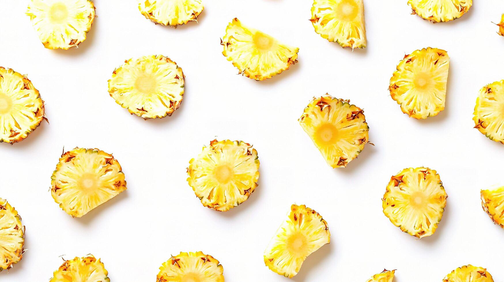 Fresh Pineapple Slices Isolated on White Background for Culinary Use photo