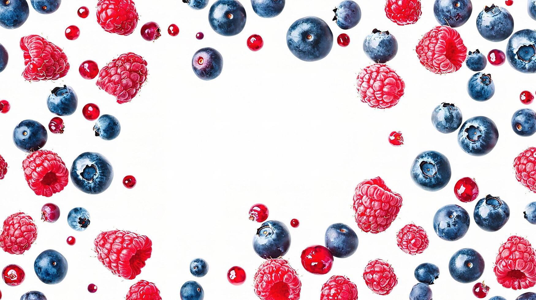 Fresh Raspberry and Blueberry Mix on White Background photo