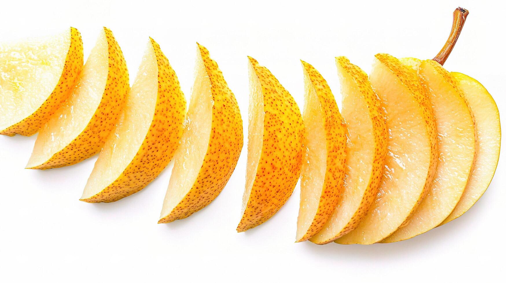 Freshly Sliced Pears Isolated on White Background for Culinary Use photo