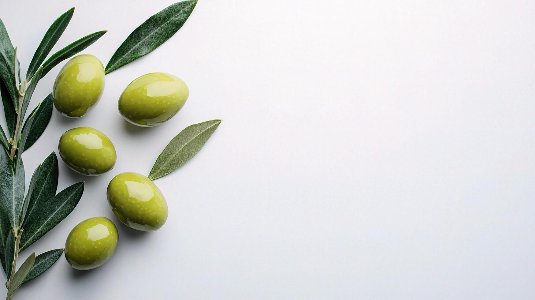 Fresh Green Olives Isolated on White Background for Culinary Use photo