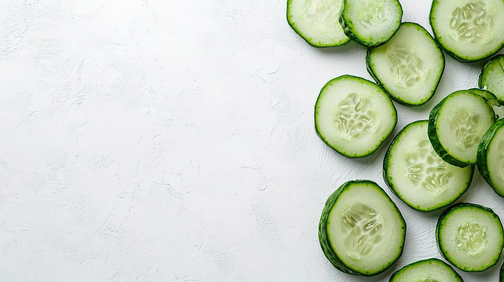 Fresh Cucumber Slices Arranged on a Light Background for Recipes photo