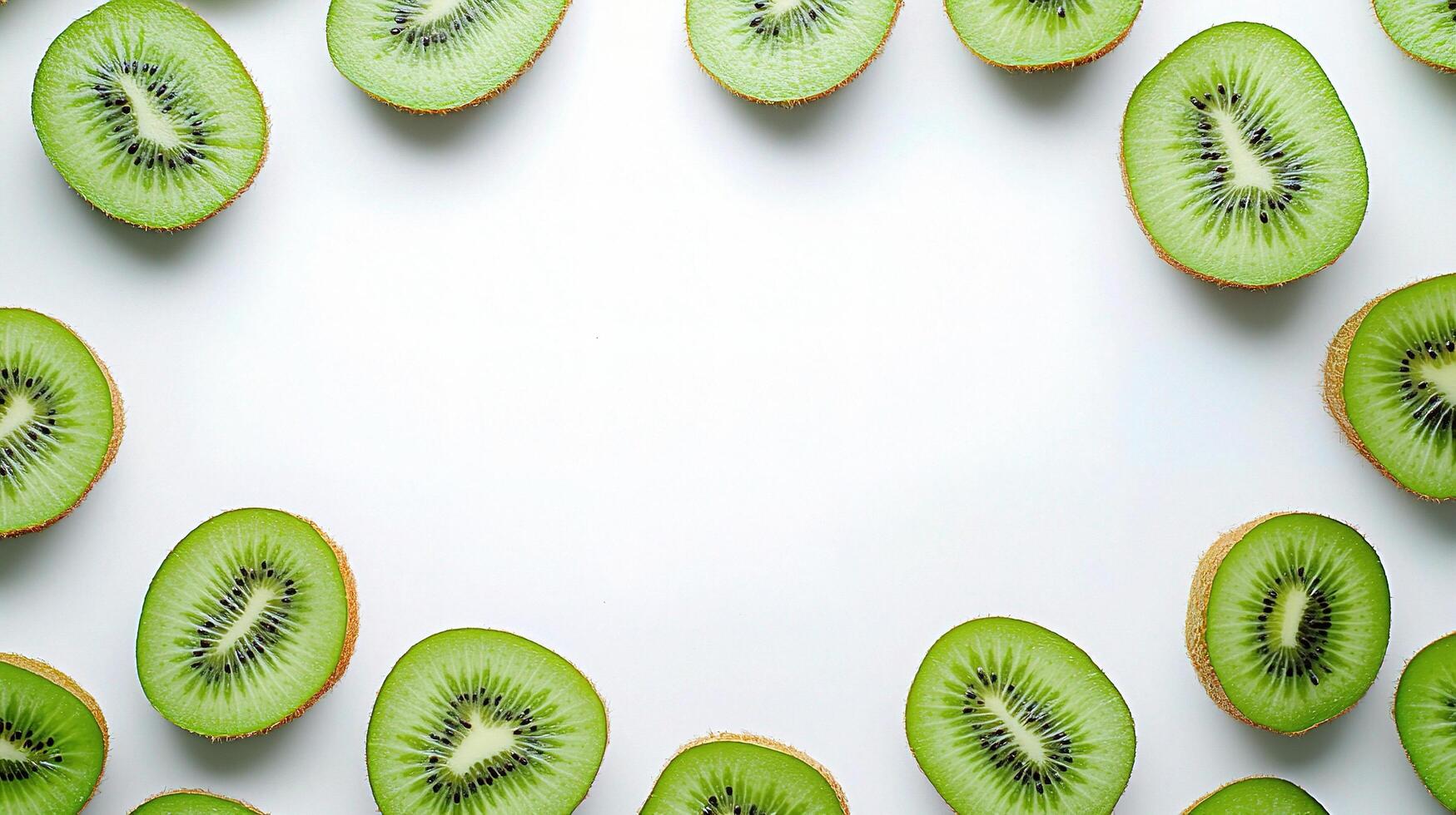 Fresh Kiwi Fruit Slices Isolated on White Background photo