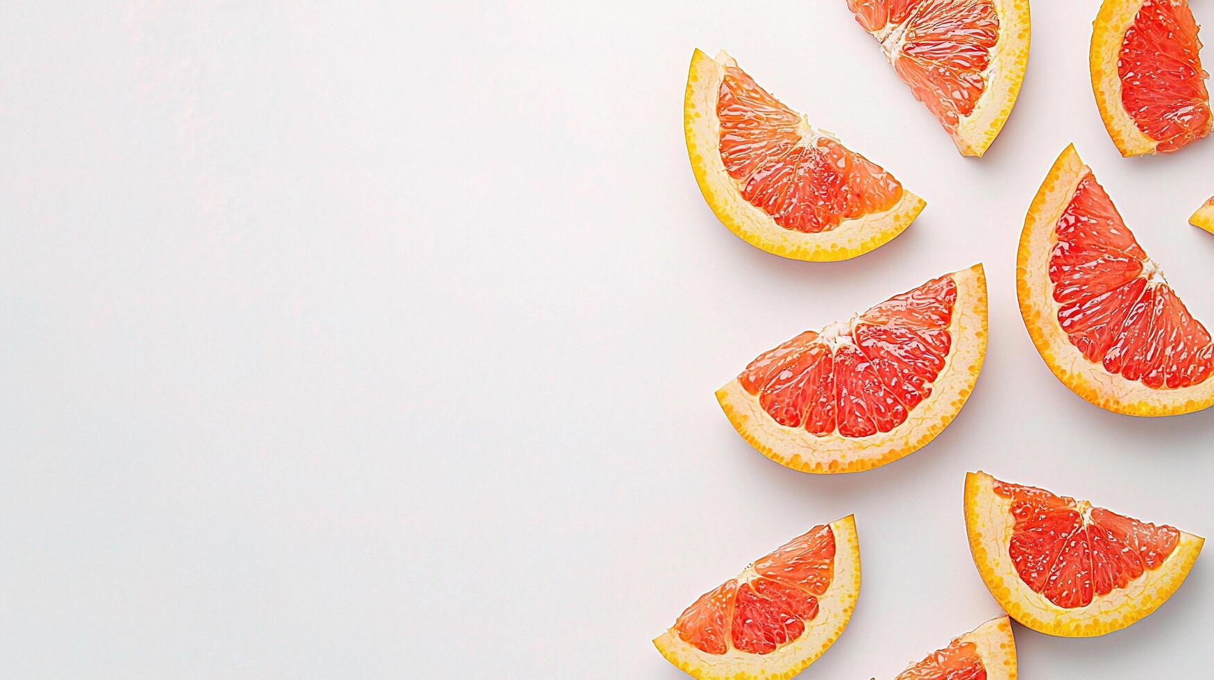 Freshly Sliced Grapefruit Segments on a White Background photo