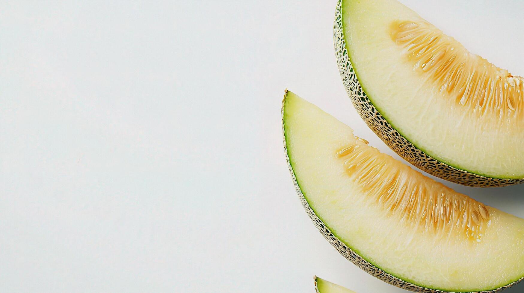 Slices of Fresh Melon Isolated on White Background for Design Use photo