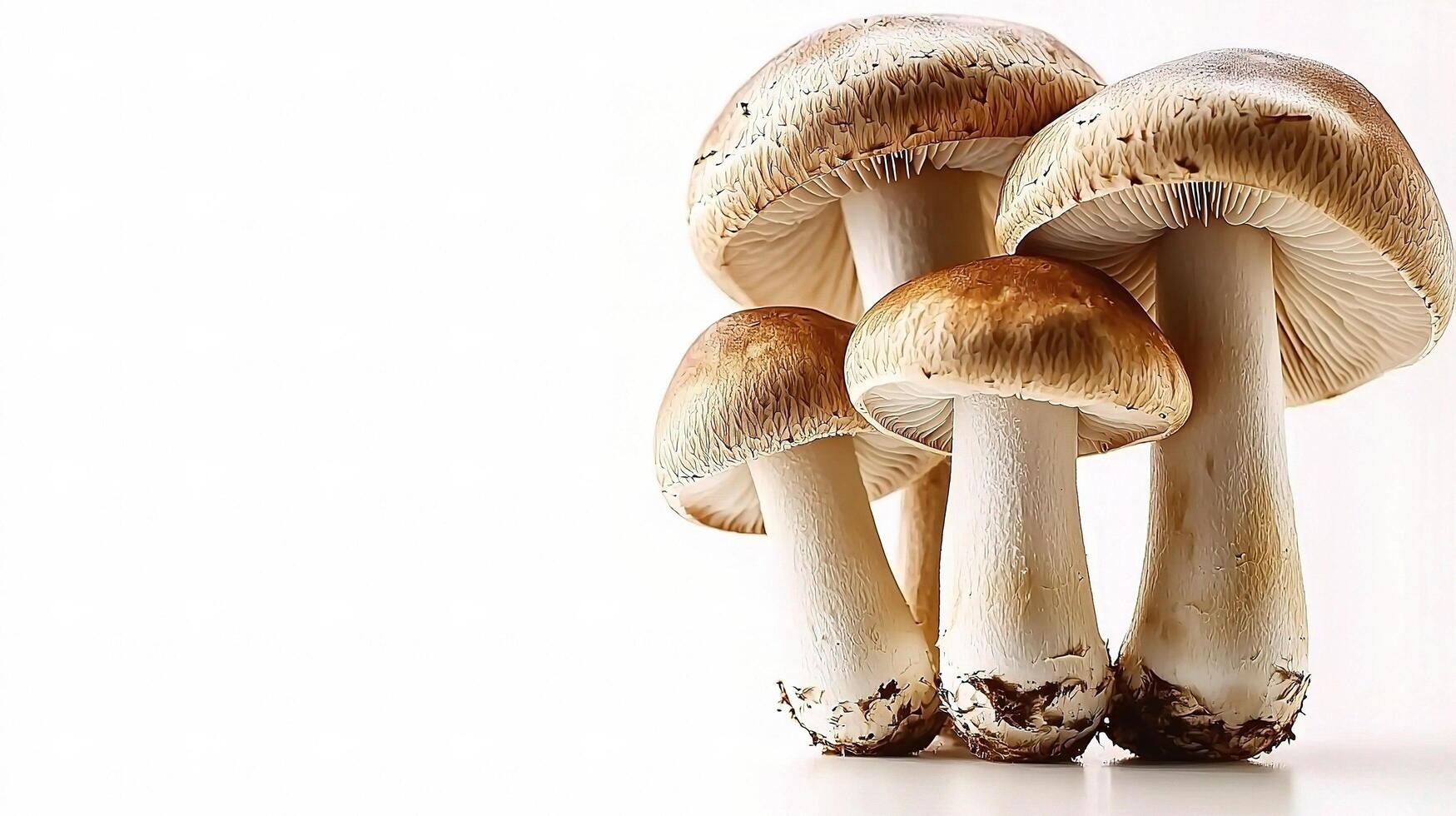 Fresh Mushrooms Isolated on White Background for Culinary Use photo