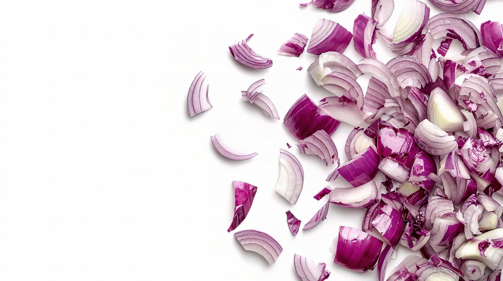 Chopped Onions Isolated on White Background for Culinary Use photo