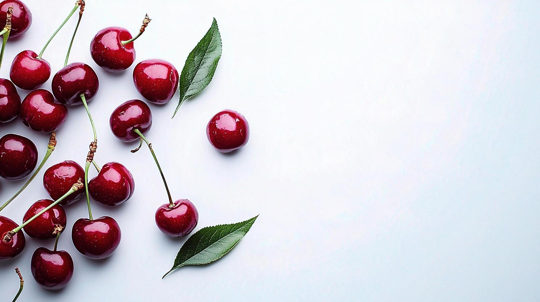 Fresh Red Cherries Isolated on White Background for Stock Photo Use