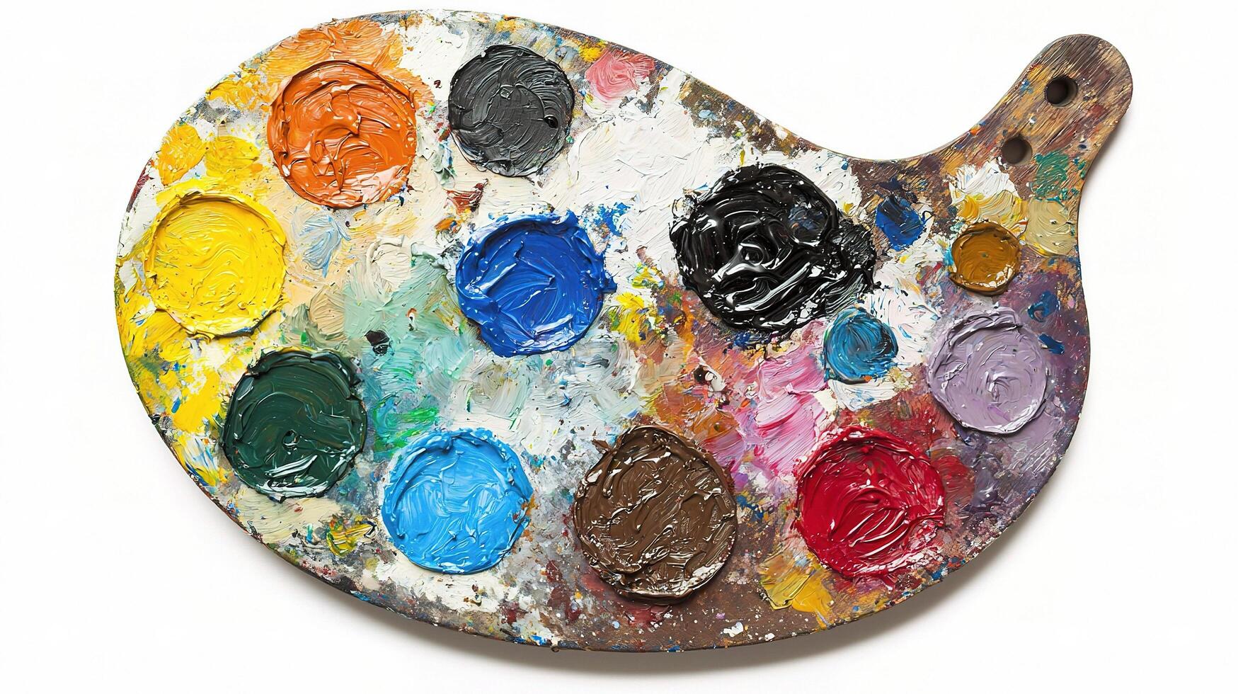 Colorful Palette of Paint Isolated on White Background for Art photo