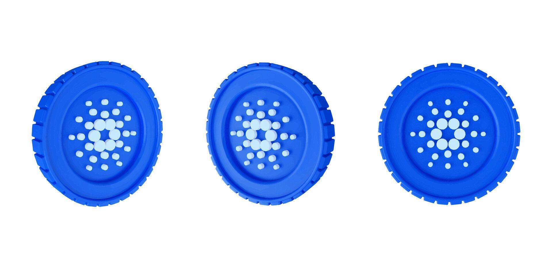 3d cardano coin isolated on white background vector