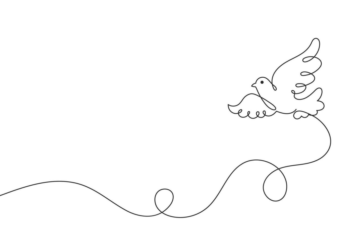 Continuous one line drawing of dove. Pigeon in flight. Peace concept in simple line style. vector