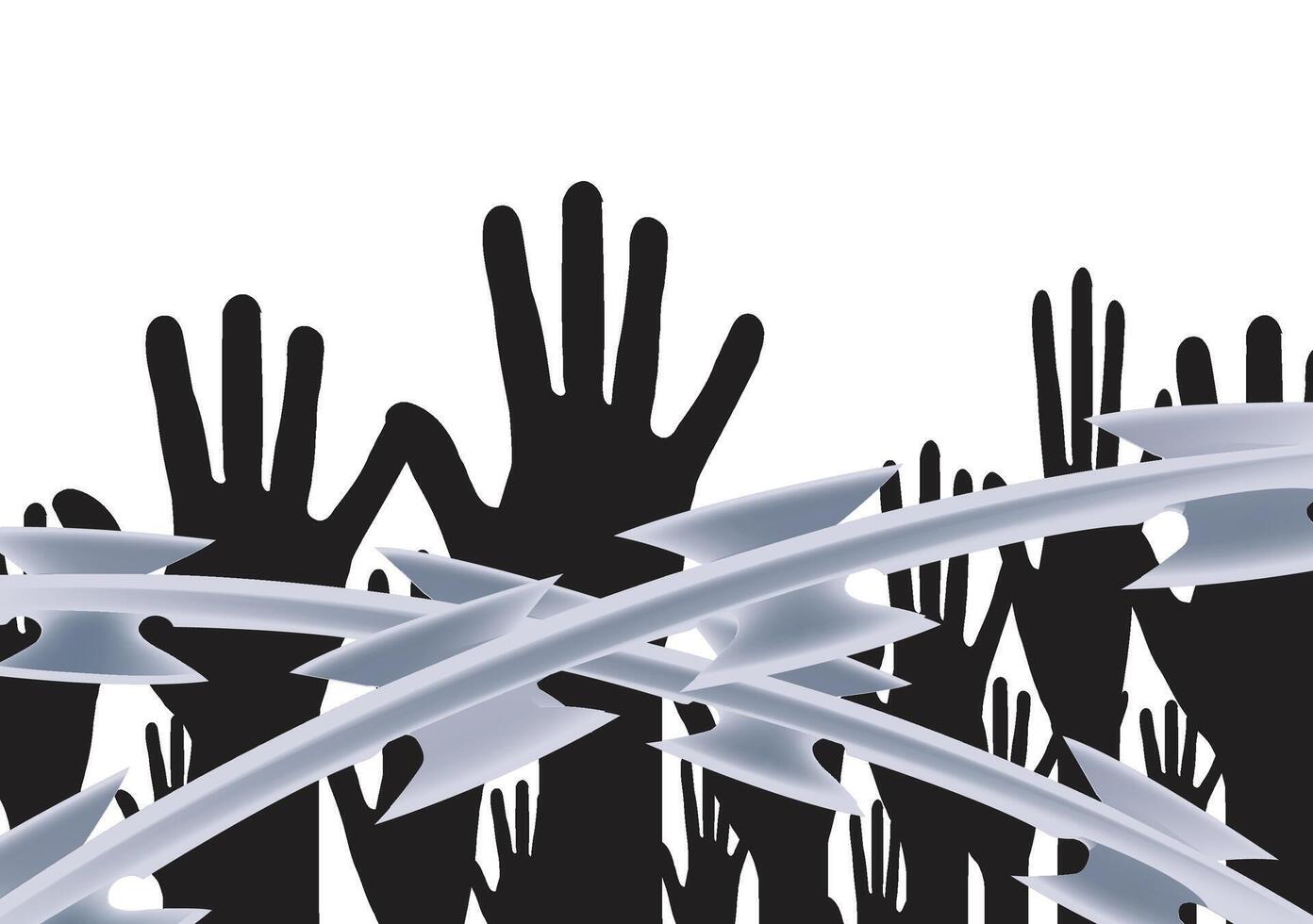 Barbed wire and hands vector