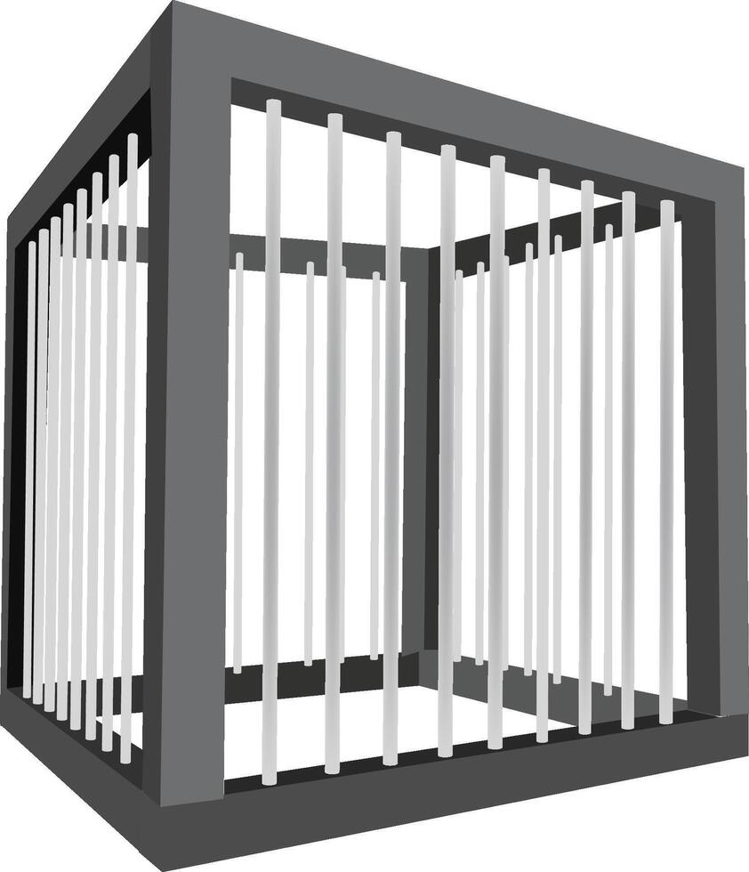 A black and white illustration of a cage with bars vector