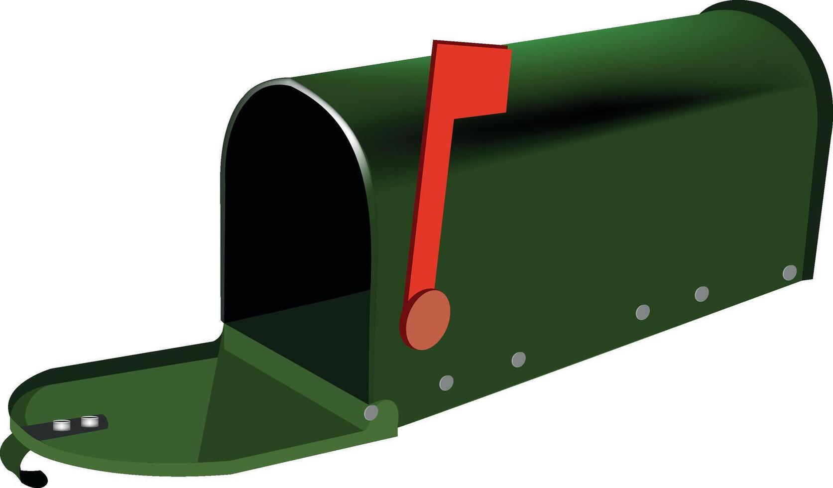 A green mailbox with a red arrow vector