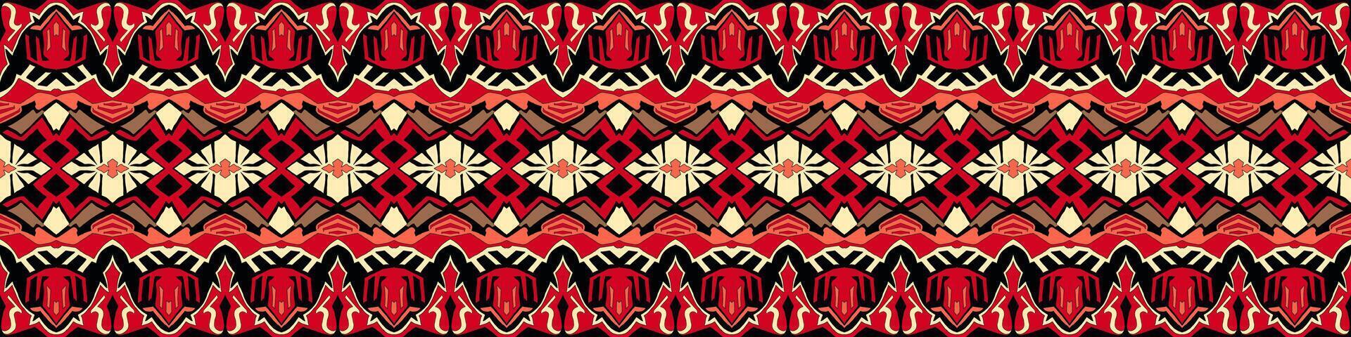 Aztec Border Pattern, Navajo Red Seamless Wallpaper ethnic tribe vector