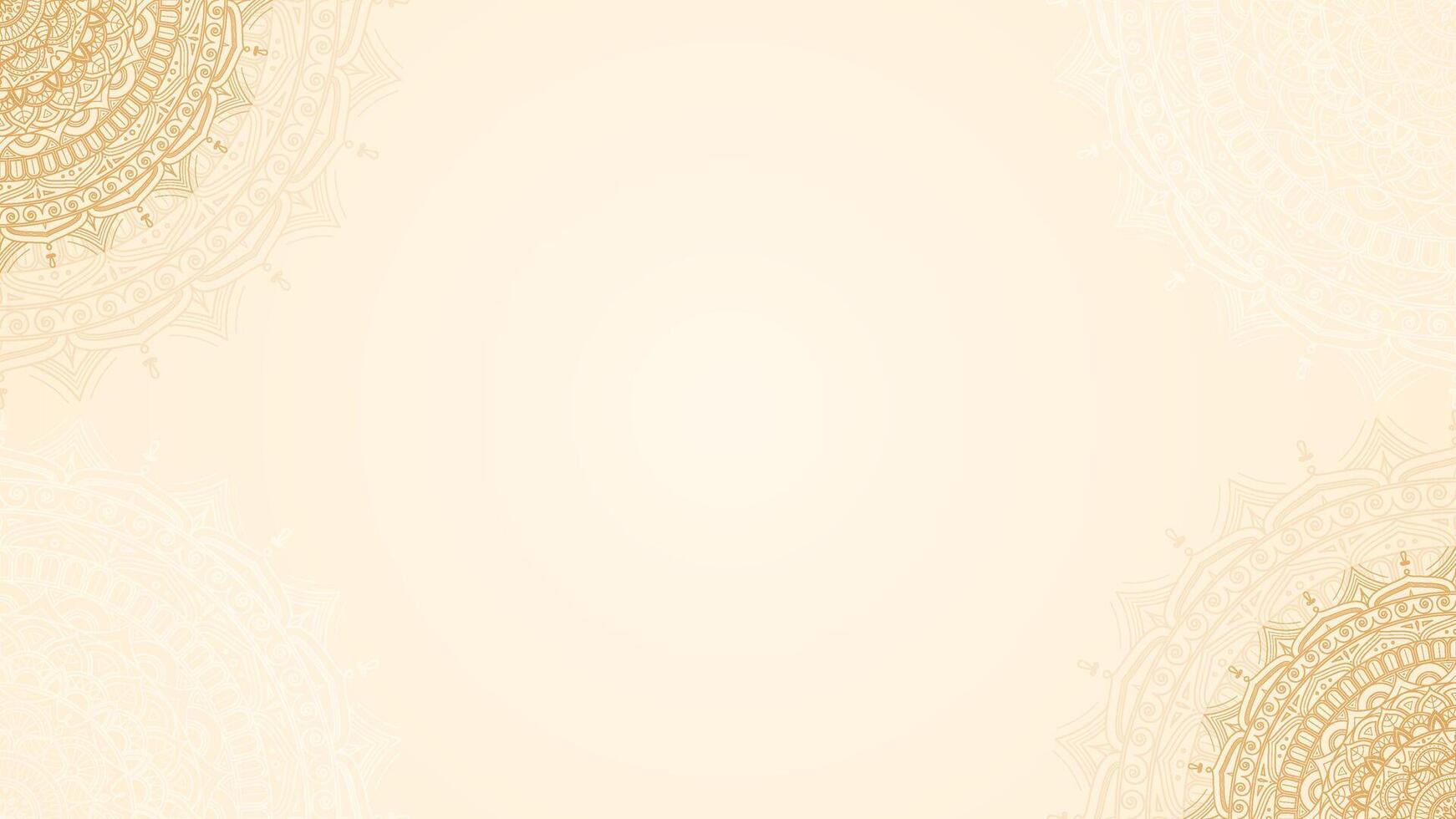 Simple Clean Detailed Mandala Design in Gold with a Neutral Beige Horizontal Background vector