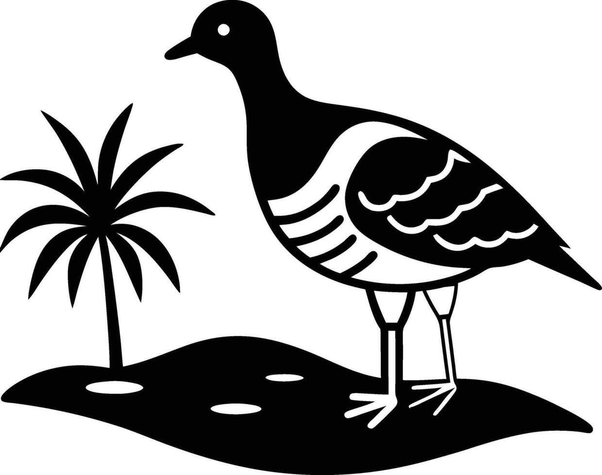 A Bird Is In Sea Beach Silhouette Illustration vector