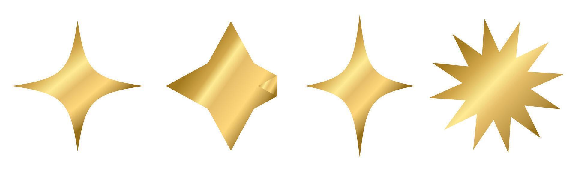 Shining golden stars emoji set.3d style gold star icon,twinkle social media platform symbol on transparent background. illustration EPS 10 vector