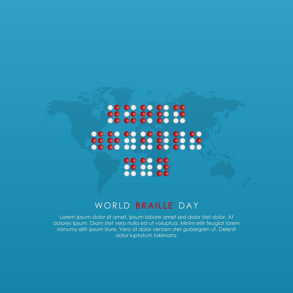 World Braille Day on 4 January with a banner on a blue background vector