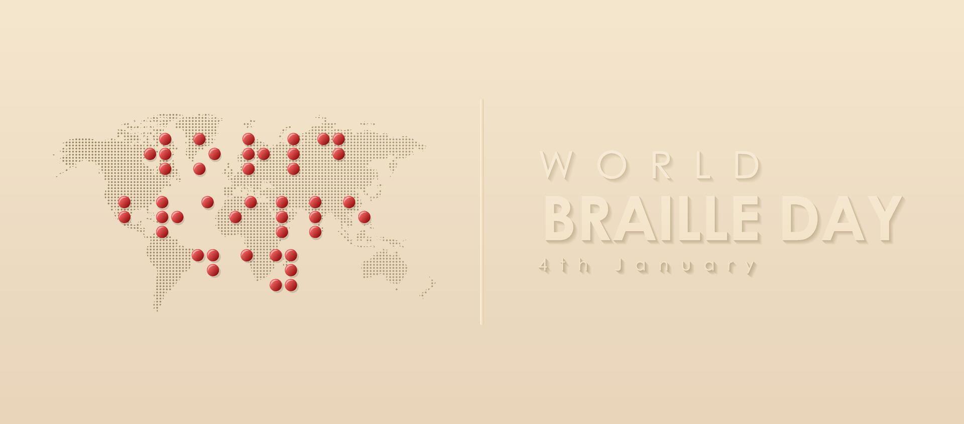 Banner for January 4 World Braille Day. Fonts and code alphabet for the blind person vector